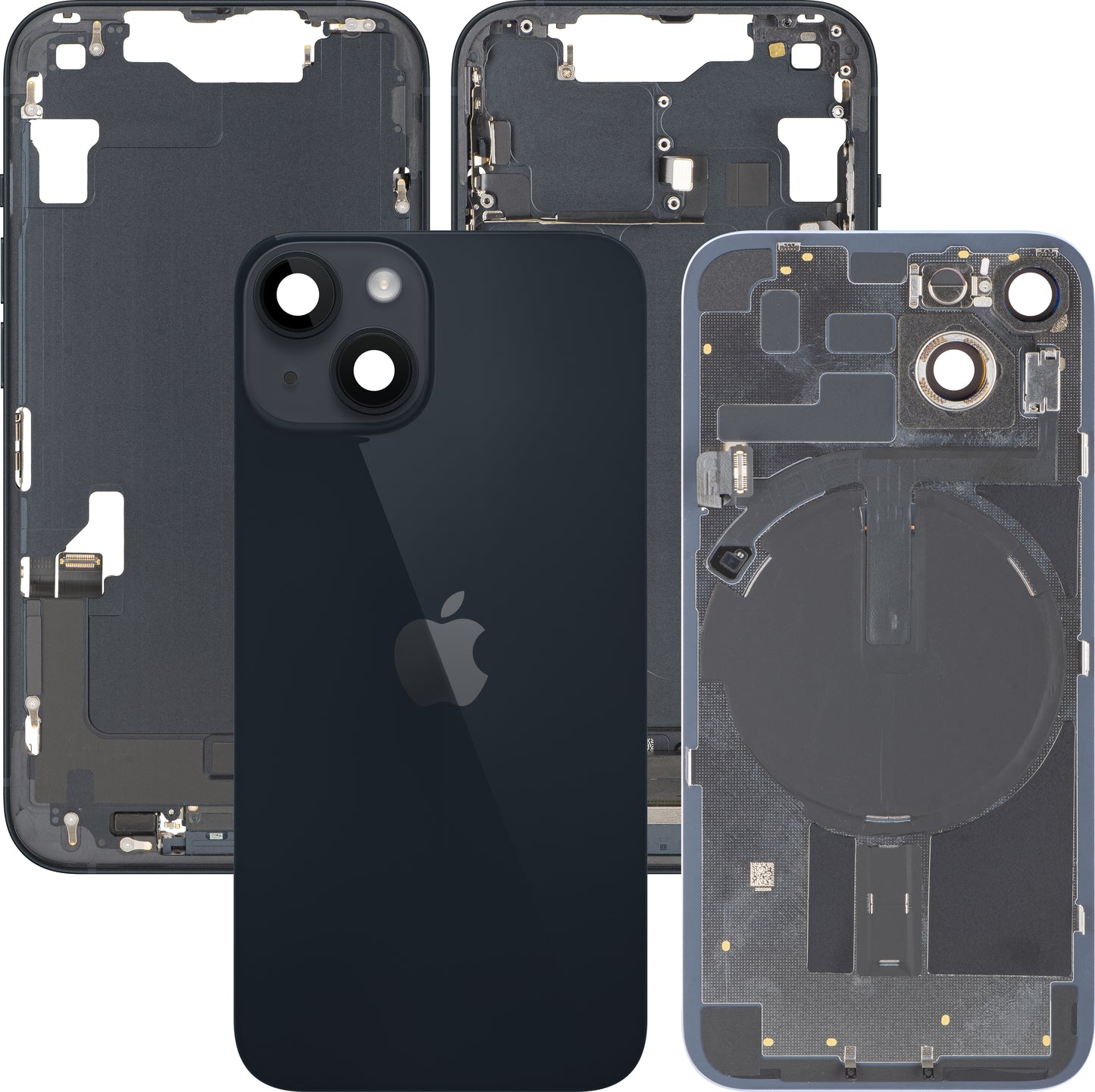 Batterilock Apple iPhone 14, med mellandel, fulla delar, svart (Midnight), swap