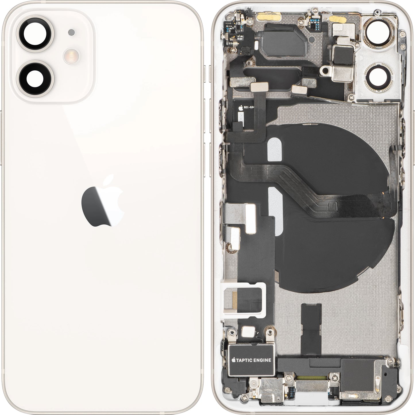 Batterilock Apple iPhone 12 mini, med mittchassi, fullständiga delar, vit, swap