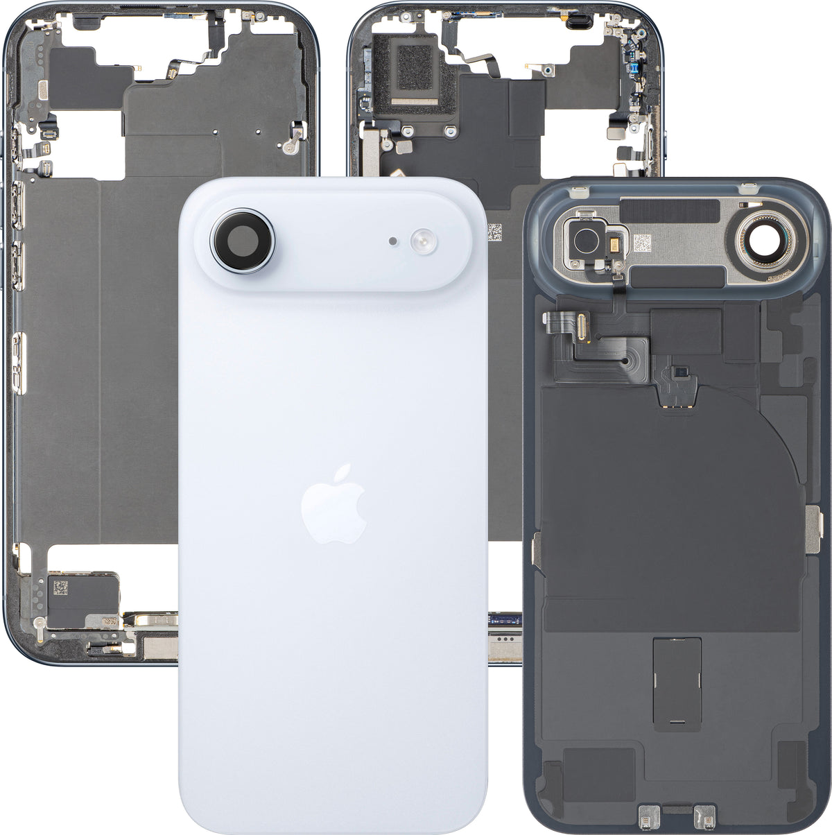 Batterilock Apple iPhone 17 Air, med mittchassi, fullständiga delar, blå (Sky Blue), premium swap