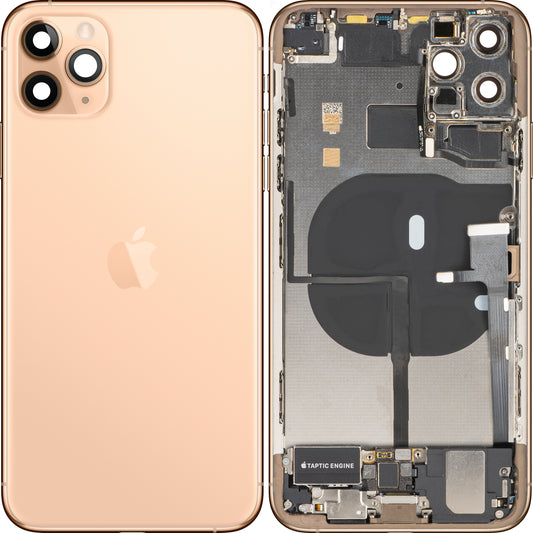 Batterilock Apple iPhone 11 Pro Max, med mittchassi, fullständiga delar, guld (matte gold), premium swap