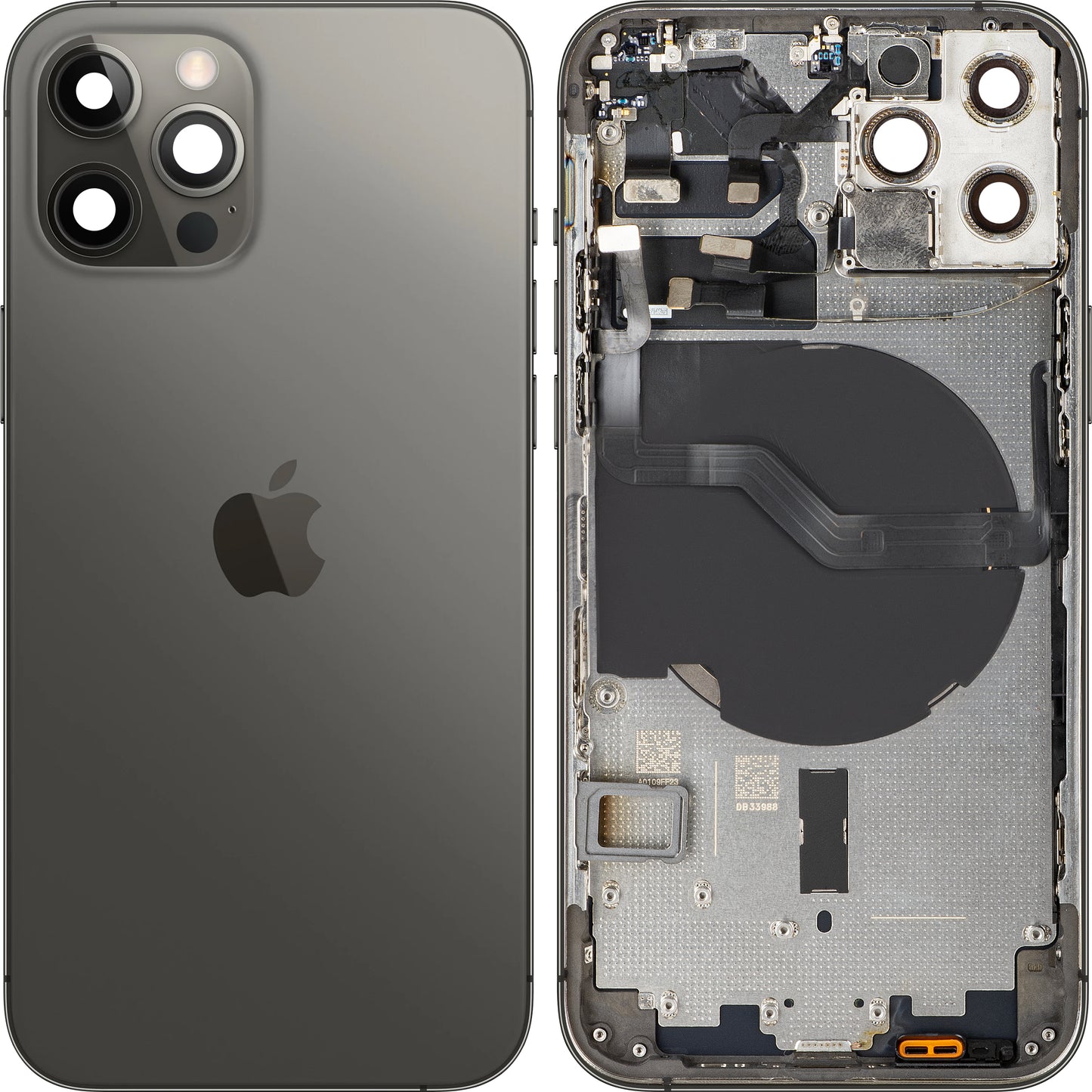 Batterilucka kompatibel med Apple iPhone 12 Pro, Med Mellanhus, Svart