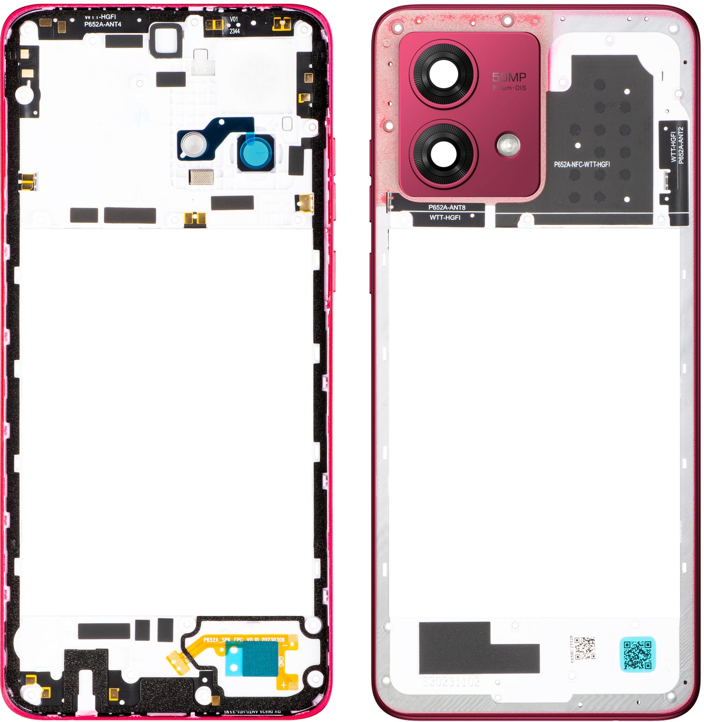 Motorola Moto G84 Mellankåpa, Röd (Viva Magenta), Service Pack 5S58C23328