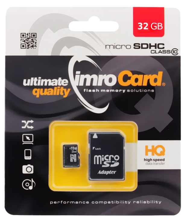 microSDHC-minneskort Imro, 32Gb, Klass 10 / UHS-1 U1, Med adapter