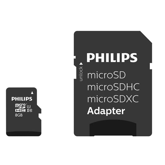 Philips microSDHC-minneskort, 8GB, Klass 10 / UHS-1 U1, med adapter FM08MP45B/10