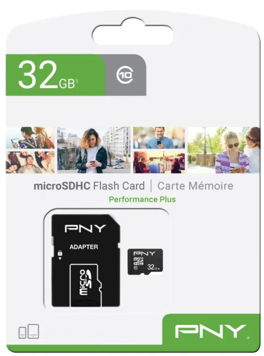 Minneskort microSDHC PNY Performance Plus, 32Gb, Med Adapter P-SDU32G10PPL-GE