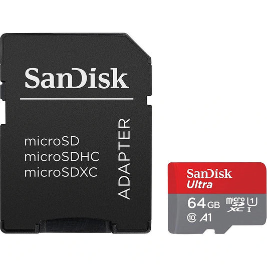 SanDisk Ultra Android A1 microSDXC-minneskort, 64GB, Klass 10 / UHS-1 U1, med adapter SDSQUAB-064G-GN6MA