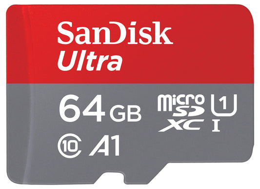 SanDisk Ultra Android A1 microSDXC-minneskort, 64GB, Klass 10 / UHS-1 U1, med adapter SDSQUAB-064G-GN6MA