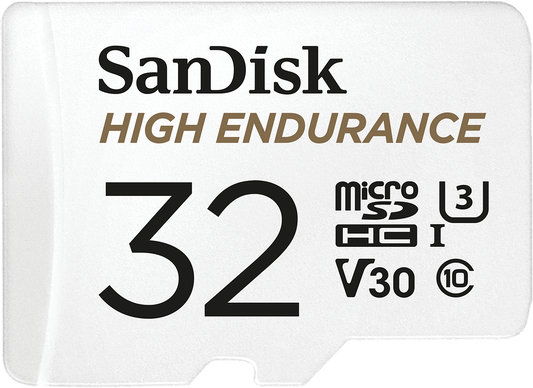 SanDisk High Endurance microSDHC-minneskort, 32GB, Klass 10 / UHS-1 U3, med adapter SDSQQNR-032G-GN6IA