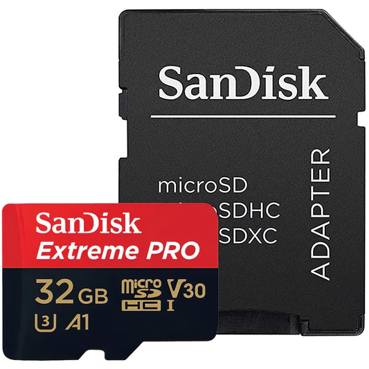 Minneskort microSDHC SanDisk Extreme Pro, 32Gb, Klass 10 / UHS-1 U3, Med Adapter SDSQXCG-032G-GN6MA