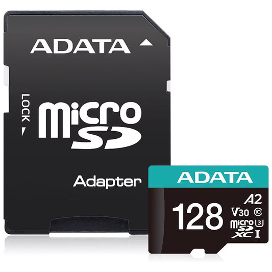 Minneskort microSDXC Adata Premier Pro, 128GB, Klass 10 / UHS-1 U3, Med Adapter AUSDX128GUI3V30SA2-RA1
