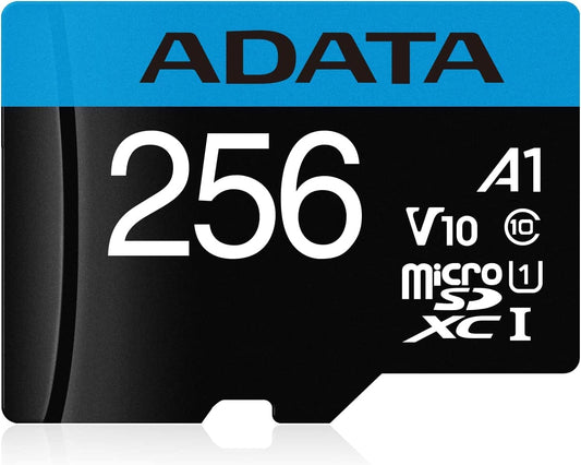 microSDXC-minneskort Adata Premier, 256GB, Klass 10 / UHS-1 U1, med adapter AUSDX256GUICL10A1-RA1