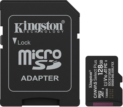 Kingston Canvas Select Plus Android A1 microSDXC Memory Card, 128Gb, Class 10 / UHS-1 U1, With Adapter SDCS3/128GB