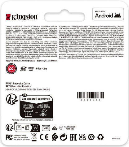 Minneskort microSDXC Kingston Canvas Go Plus Android A2, 128Gb, Klass 10 / UHS-1 U3, Med Adapter SDCG4/128GB