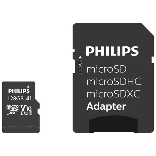 Philips microSDXC Memory Card, 128Gb, Class 10 / UHS-1 U1, With Adapter FM12MP45B/10