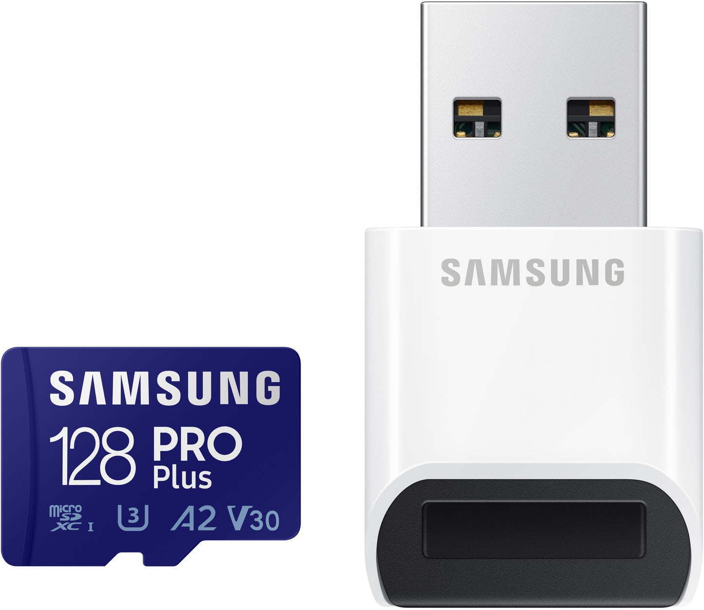 Minneskort microSDXC Samsung PRO Plus, 128Gb, Klass 10 / UHS-1 U3, Med Kortläsare och Adapter MB-MD128KB/WW