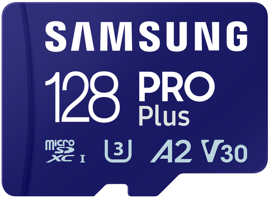 Samsung PRO Plus microSDXC-minneskort, 128Gb, Klass 10 / UHS-1 U3, Med Adapter MB-MD128SA/EU