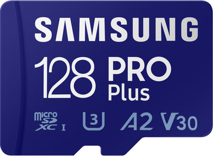 Minneskort microSDXC Samsung PRO Plus, 128Gb, Klass 10 / UHS-1 U3, Med Kortläsare och Adapter MB-MD128KB/WW