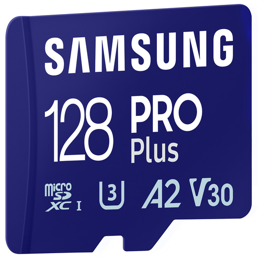 Samsung PRO Plus microSDXC-minneskort, 128Gb, Klass 10 / UHS-1 U3, Med Adapter MB-MD128SA/EU