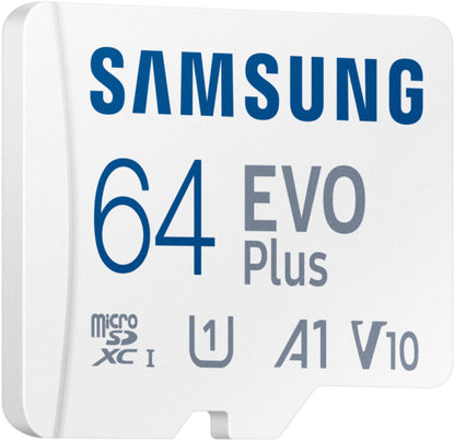 Samsung Evo Plus microSDXC-minneskort, 64Gb, Klass 10 / UHS-1 U1, Med Adapter MB-MC64SA/EU