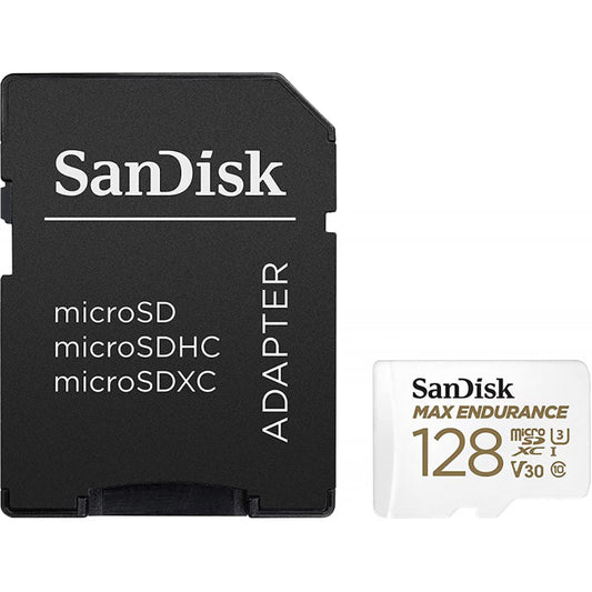 SanDisk MAX Endurance microSDXC-minneskort, 128GB, Klass 10 / UHS-1 U3, Med Adapter SDSQQVR-128G-GN6IA