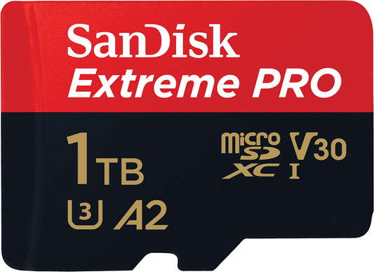microSDXC-minneskort SanDisk Extreme Pro, 1TB, Klass 10 / UHS-1 U3, med adapter SDSQXCD-1T00-GN6MA