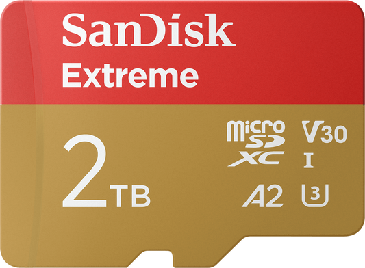microSDXC-minneskort SanDisk Extreme, 2TB, Klass 10 / UHS-1 U3 SDSQXAV-2T00-GN6MN