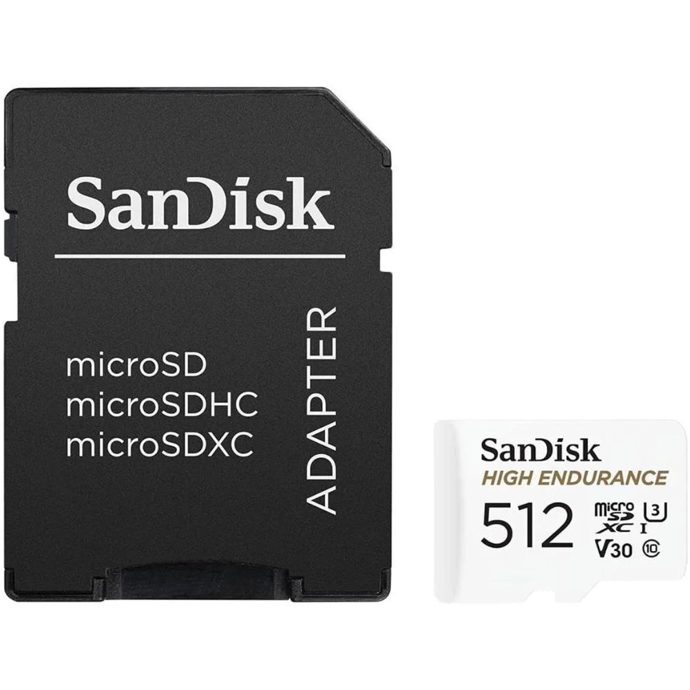 Minneskort microSDXC SanDisk High Endurance, 512Gb, Klass 10 / UHS-1 U3, Med Adapter SDSQQNR-512G-GN6IA