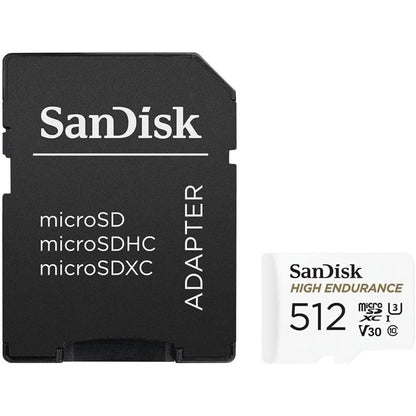 Minneskort microSDXC SanDisk High Endurance, 512Gb, Klass 10 / UHS-1 U3, Med Adapter SDSQQNR-512G-GN6IA