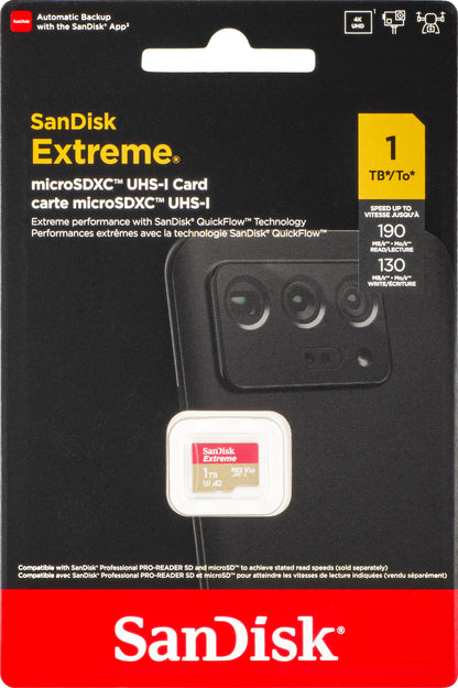 SanDisk Extreme microSDXC-minneskort, 1TB, Klass 10 / UHS-1 U3 SDSQXAV-1T00-GN6MN