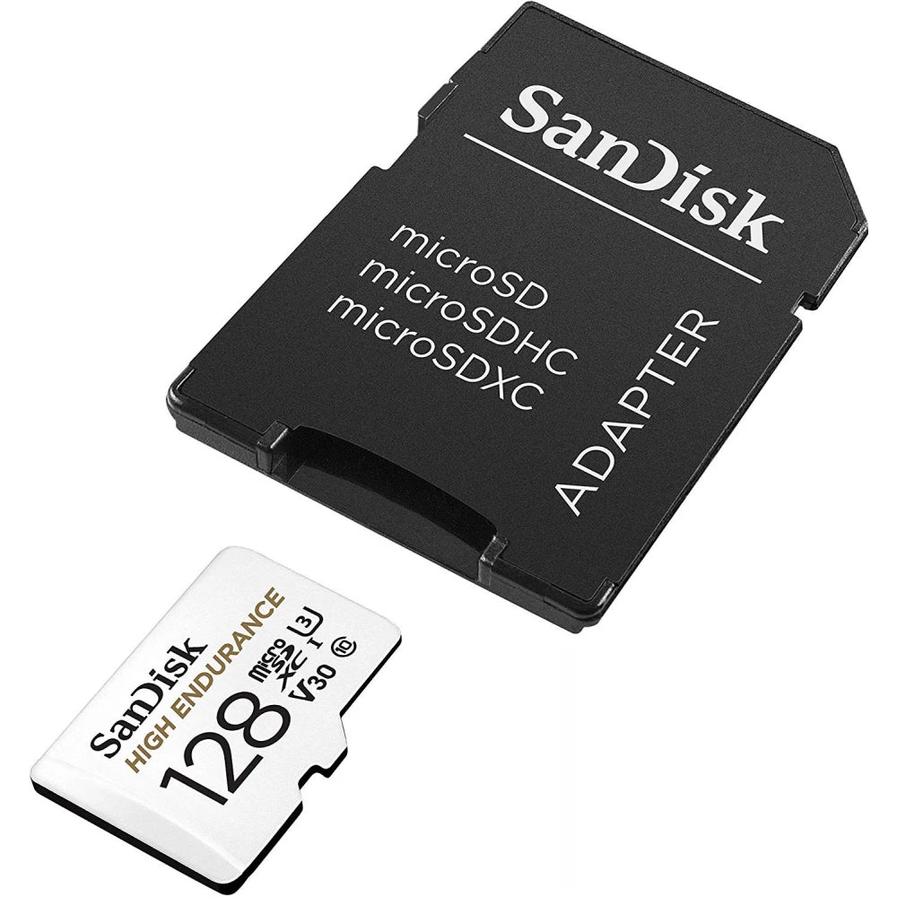SanDisk High Endurance microSDXC-minneskort, 128Gb, Klass 10 / UHS-1 U3, Med Adapter SDSQQNR-128G-GN6IA