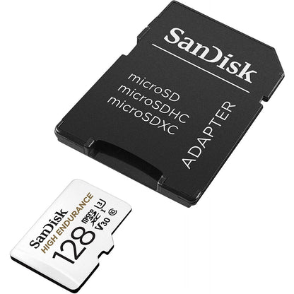 SanDisk High Endurance microSDXC-minneskort, 128Gb, Klass 10 / UHS-1 U3, Med Adapter SDSQQNR-128G-GN6IA