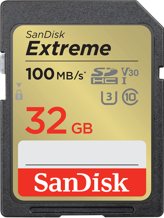 SanDisk Extreme SDHC-minneskort, 32GB, Klass 10 / UHS-1 U3 SDSDXVT-032G-GNCIN