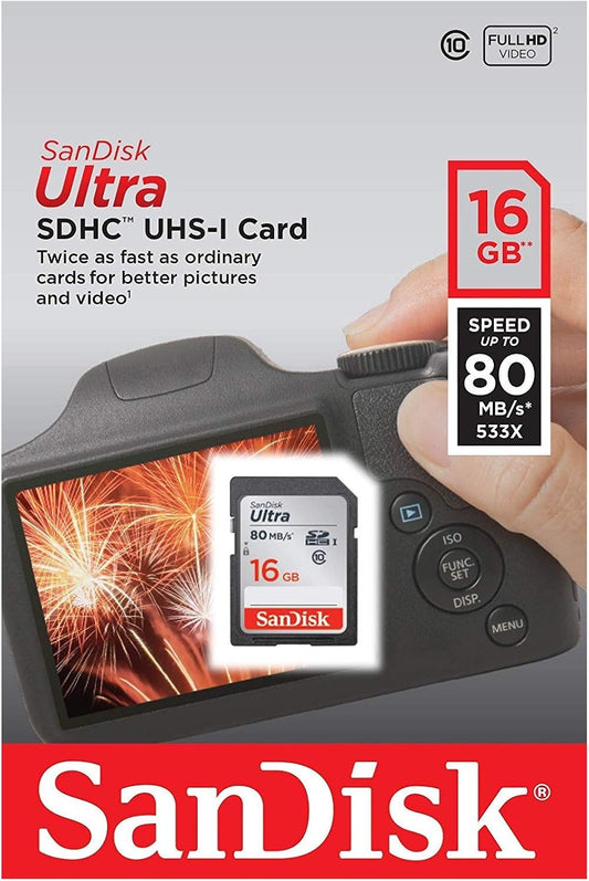 SDHC-minneskort SanDisk Ultra, 16Gb, Klass 10 SDSDUNC-016G-GN6IN