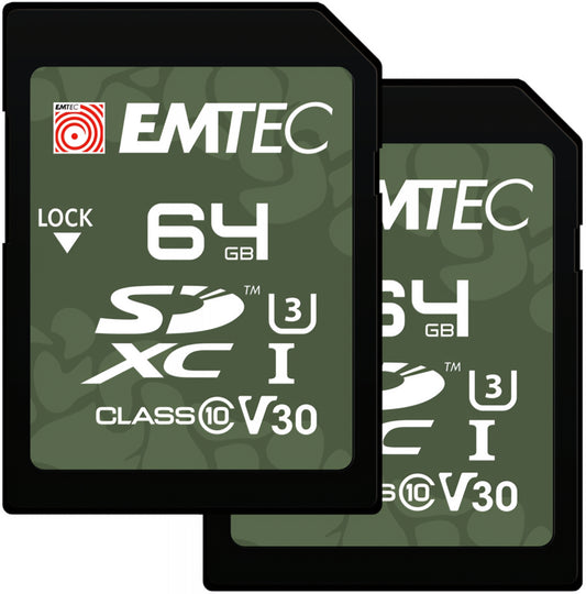 SDXC-minneskort Emtec Rugged Outdoor, 64GB, Klass 10 / UHS-1 U3, Set om 2 stycken ECMSD64GXCU3ORP