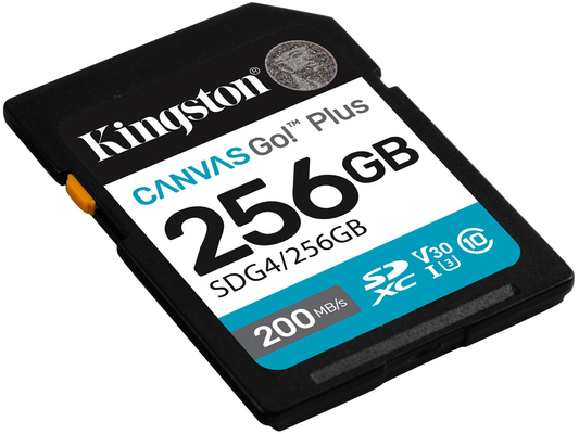 SDXC-minneskort Kingston Canvas Go Plus, 256GB, Klass 10 / UHS-1 U3 SDG4/256GB