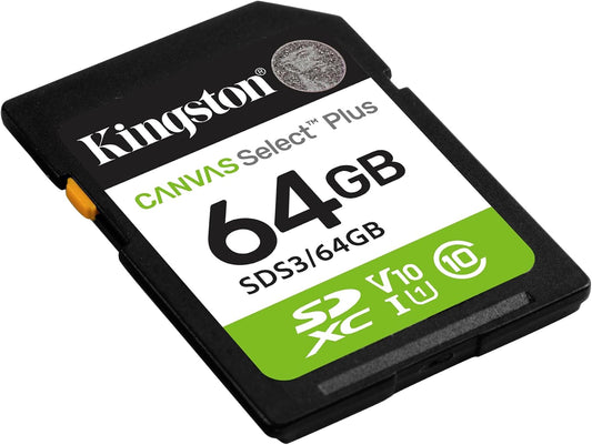 SDXC-minneskort Kingston Canvas Select Plus, 64Gb, Klass 10 / UHS-1 U1 SDS3/64GB