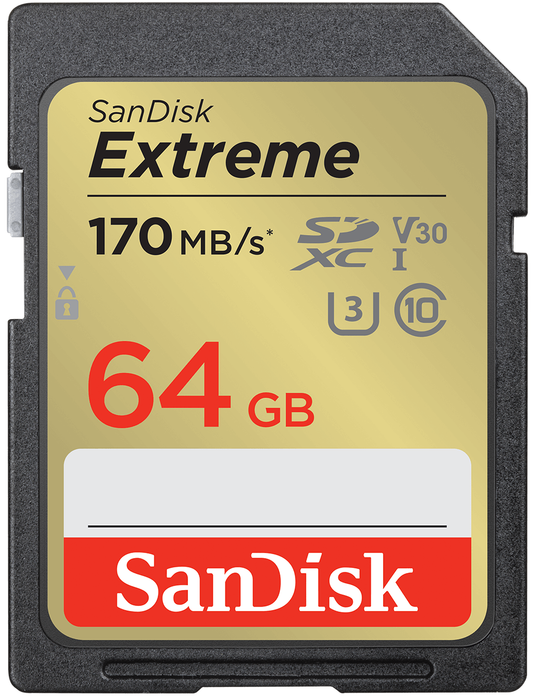 SanDisk Extreme SDXC-minneskort, 64Gb, Klass 10 / UHS-1 U3 SDSDXV2-064G-GNCIN