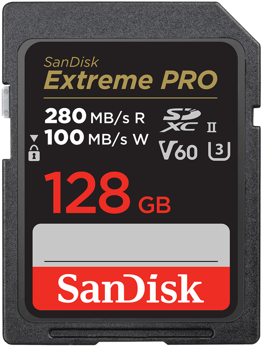 SDXC-minneskort SanDisk Extreme Pro, 128GB, Klass 10 / UHS-2 U3 SDSDXEP-128G-GN4IN