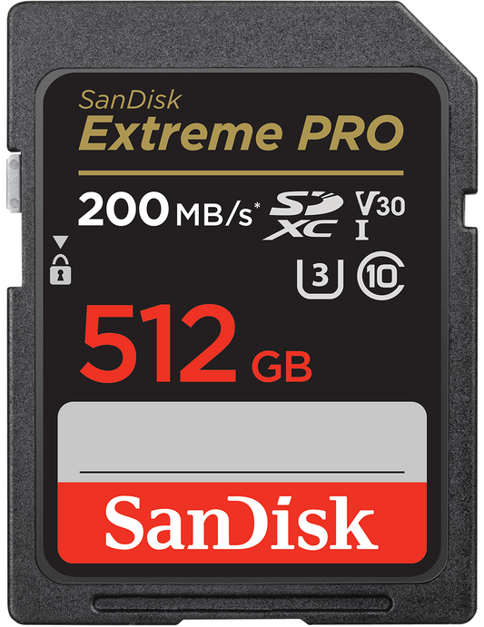 SDXC-minneskort SanDisk Extreme Pro, 512GB, Klass 10 / UHS-1 U3 SDSDXXD-512G-GN4IN