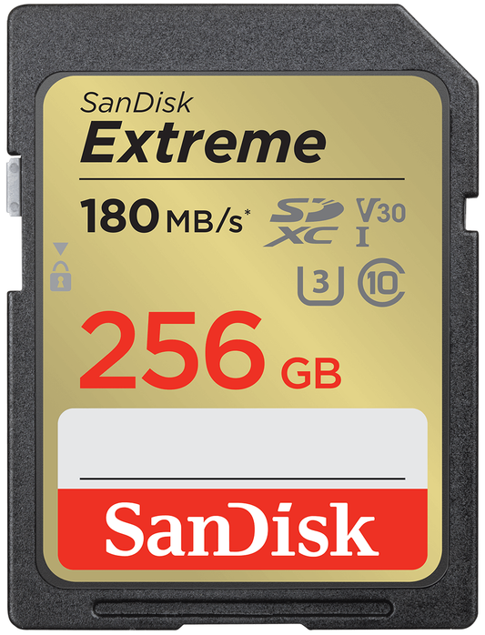 SDXC-minneskort SanDisk Extreme, 256GB, Klass 10 / UHS-1 U3 SDSDXVV-256G-GNCIN