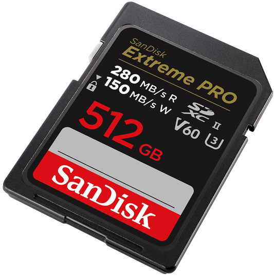 SDXC-minneskort SanDisk Extreme Pro, 512GB, Klass 10 / UHS-2 U3 SDSDXEP-512G-GN4IN