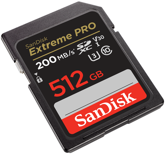 SDXC-minneskort SanDisk Extreme Pro, 512GB, Klass 10 / UHS-1 U3 SDSDXXD-512G-GN4IN