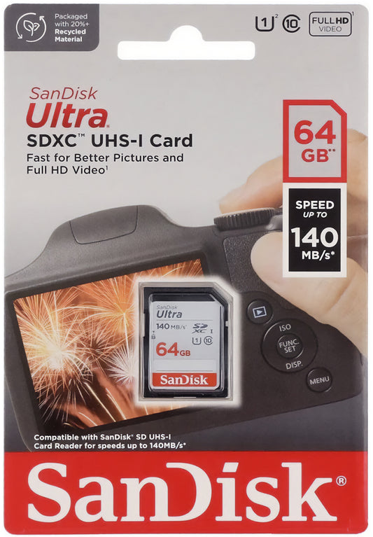 SDXC-minneskort SanDisk Ultra, 64Gb, Klass 10 / UHS-1 U1 SDSDUNB-064G-GN6IN