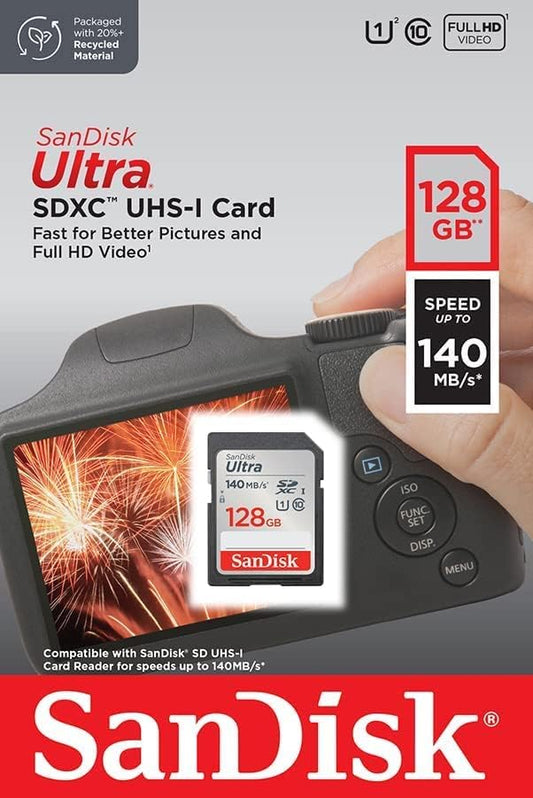 SDXC-minneskort SanDisk Ultra, 128GB, Klass 10 / UHS-1 U1 SDSDUNB-128G-GN6IN