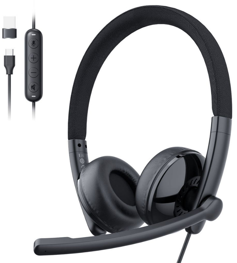 USB-C / USB-A Call Center-headset EMEET GeniusCall HS50, Svart