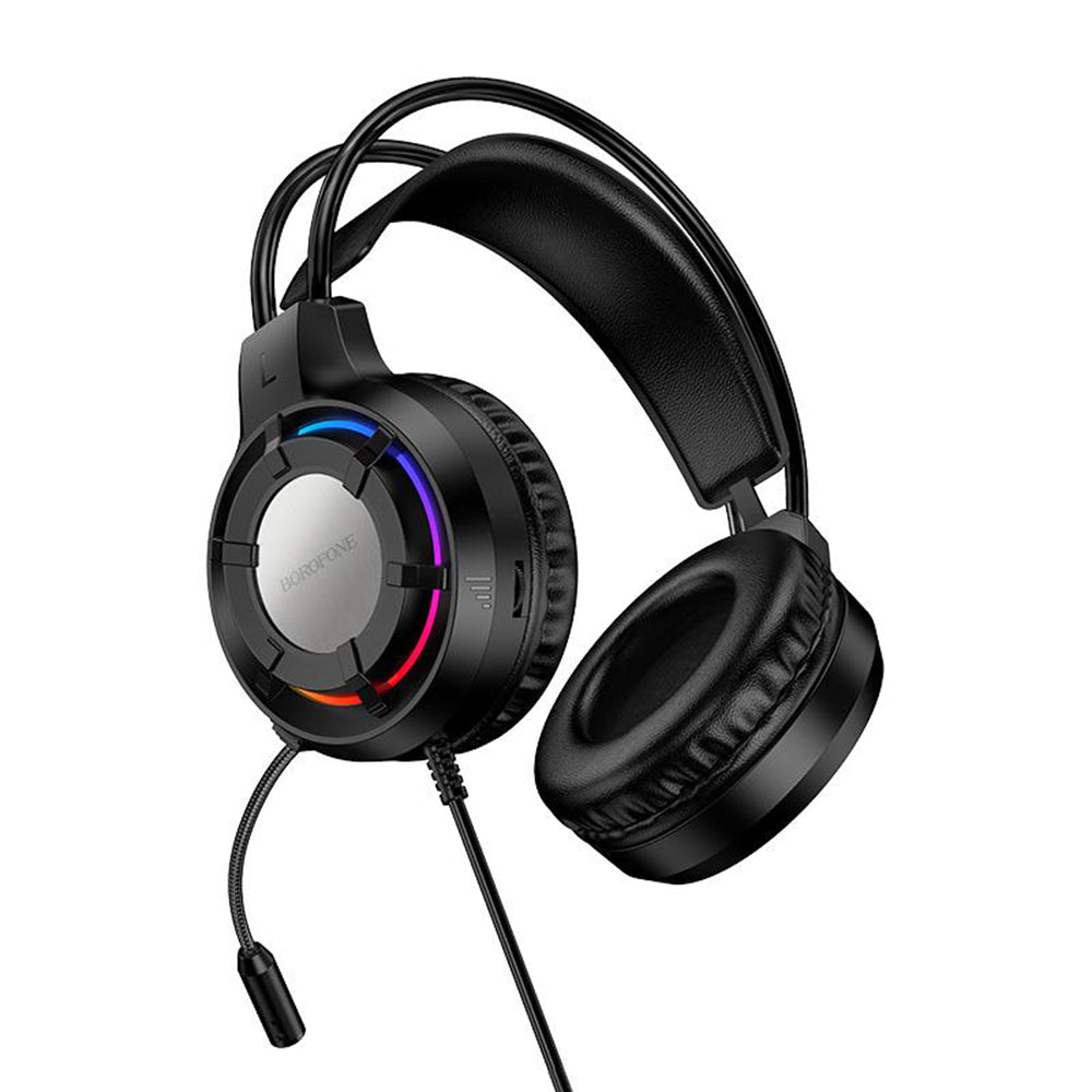 Gaminghörlurar 3,5 mm Borofone BO112 Wave, RGB, 2m, Svarta