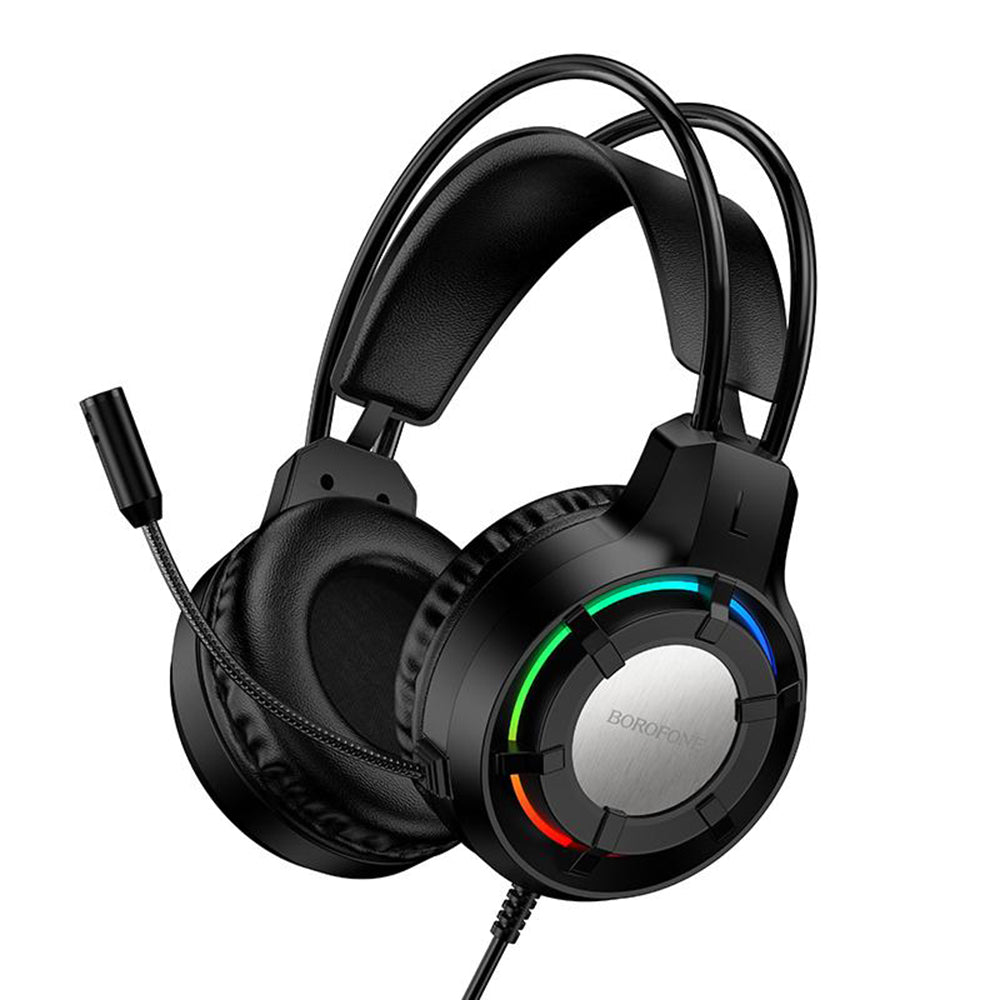Gaminghörlurar 3,5 mm Borofone BO112 Wave, RGB, 2m, Svarta