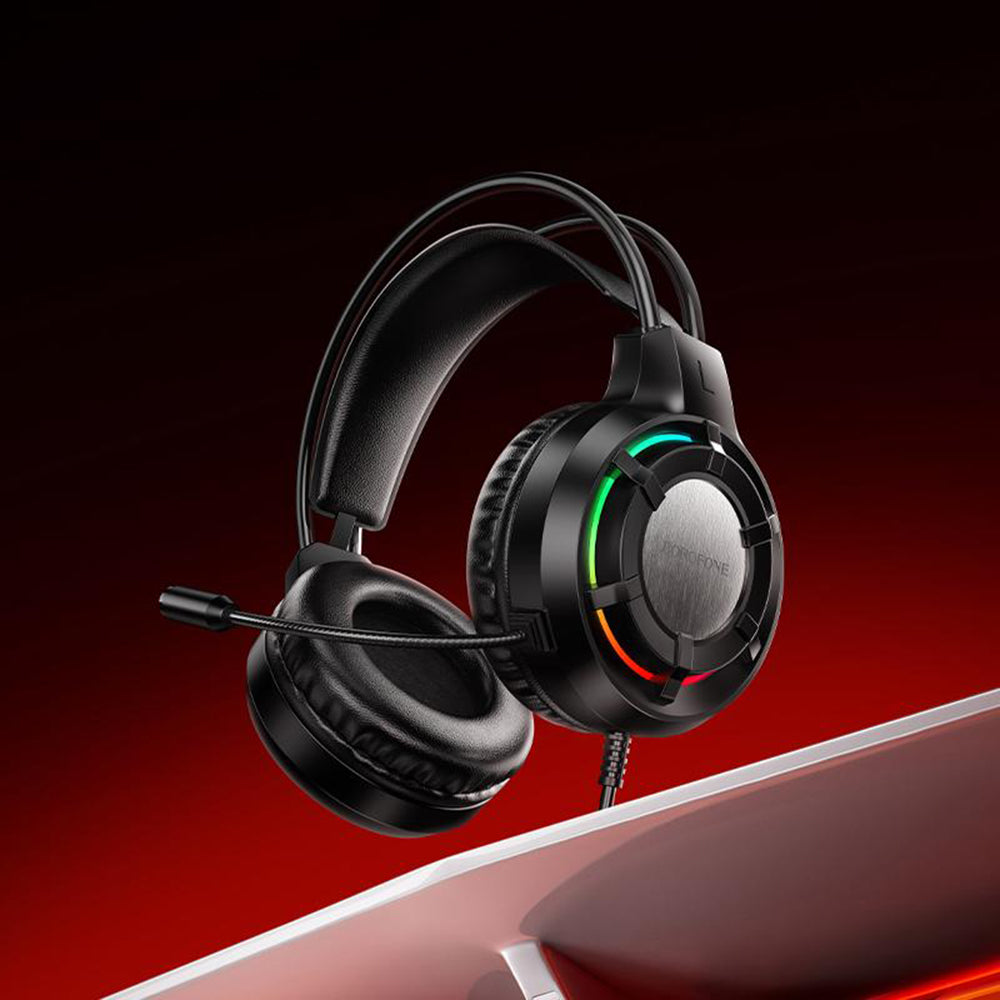Gaminghörlurar 3,5 mm Borofone BO112 Wave, RGB, 2m, Svarta