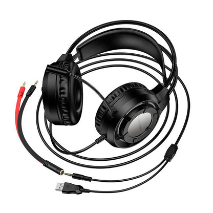 Gaminghörlurar 3,5 mm Borofone BO112 Wave, RGB, 2m, Svarta