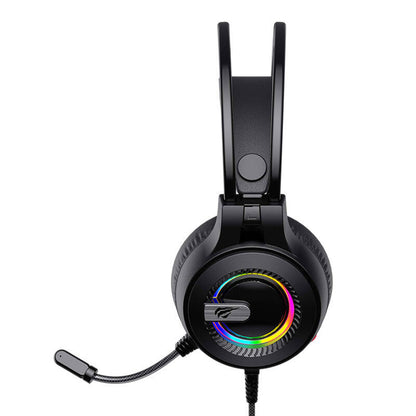 Gaminghörlurar 3.5mm HAVIT H2040d, RGB, 2.1m, Svarta